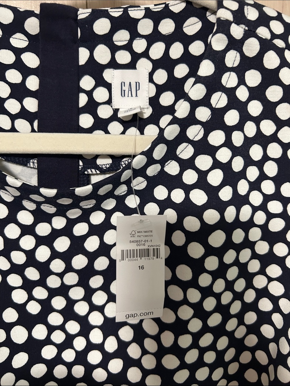 GAP Navy and White Polka Dot Sleeveless Dress - Picture 2 of 4